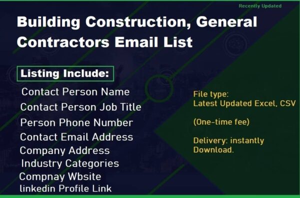 Building Construction, General Contractors Email list management List