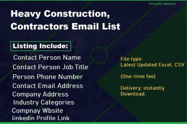 Heavy Construction, Contractors Email list management List